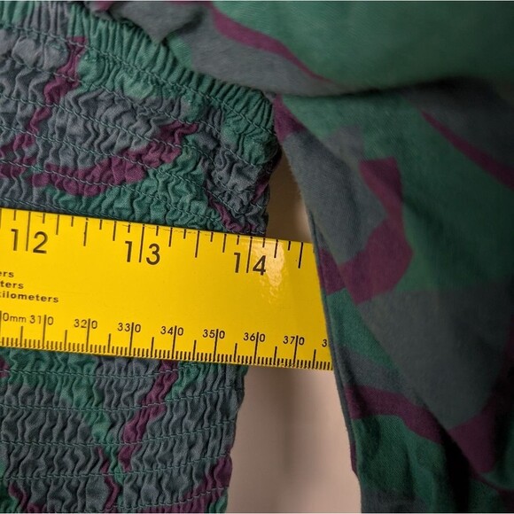 Porridge Smocked Peasant Top Teal Purple Leaf Print Cotton – Women’s M - Picture 9 of 11